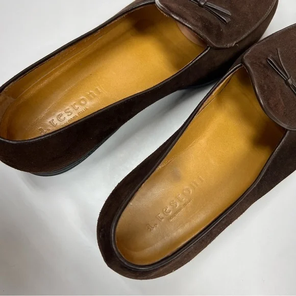 A.TESTONI Brown Suede Slip On Loafers Men’s Size 9 - Picture 5 of 13